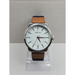 Mens Breda Bespoke Post 44mm Classic Watch Silver Tone Minimalist New Battery